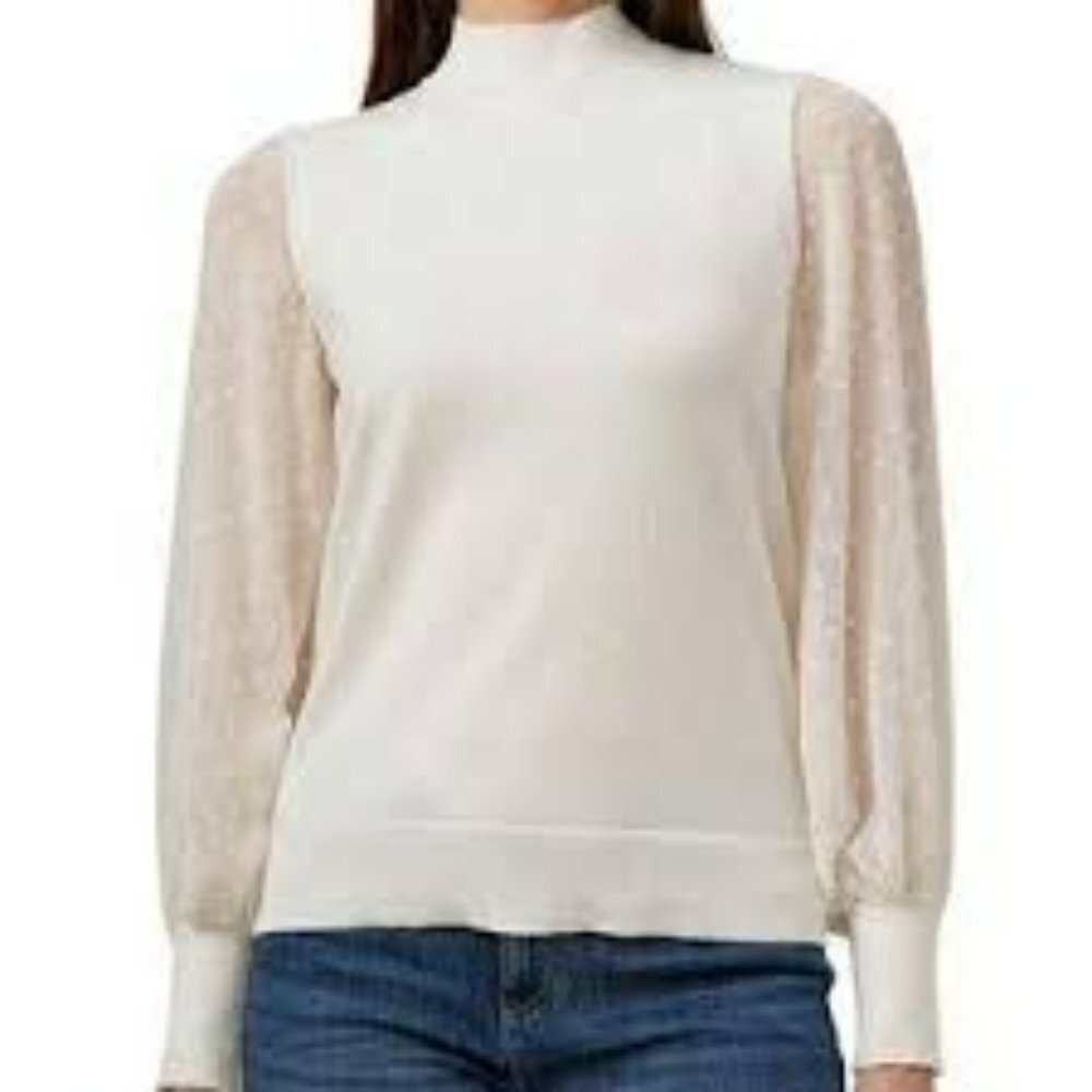 Vince Camuto $79 Women's Clip Dot Sleeve Pullover Fashion Sweater LG NWT